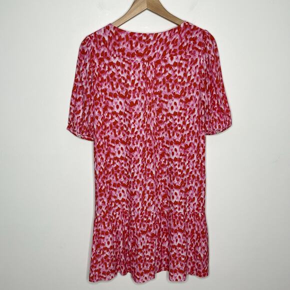 Whistles Womens Blurred Strokes Flippy Dress US 6 Pink Square Neck Feminine - Picture 9 of 11